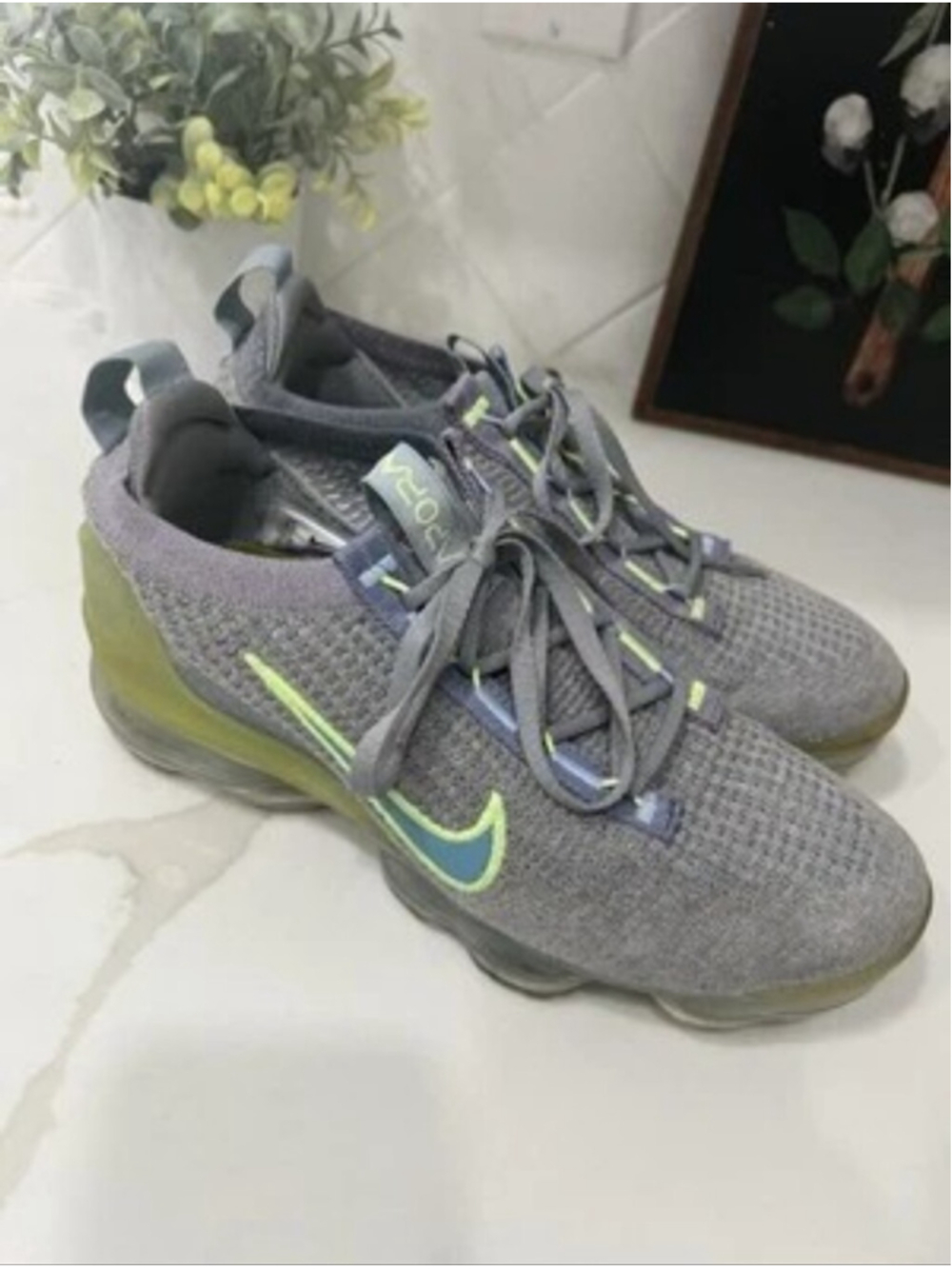 Nike Air VaporMax 2021 Flyknit 'Particle Grey Light Liquid Lime' Size 5 Y Shoes